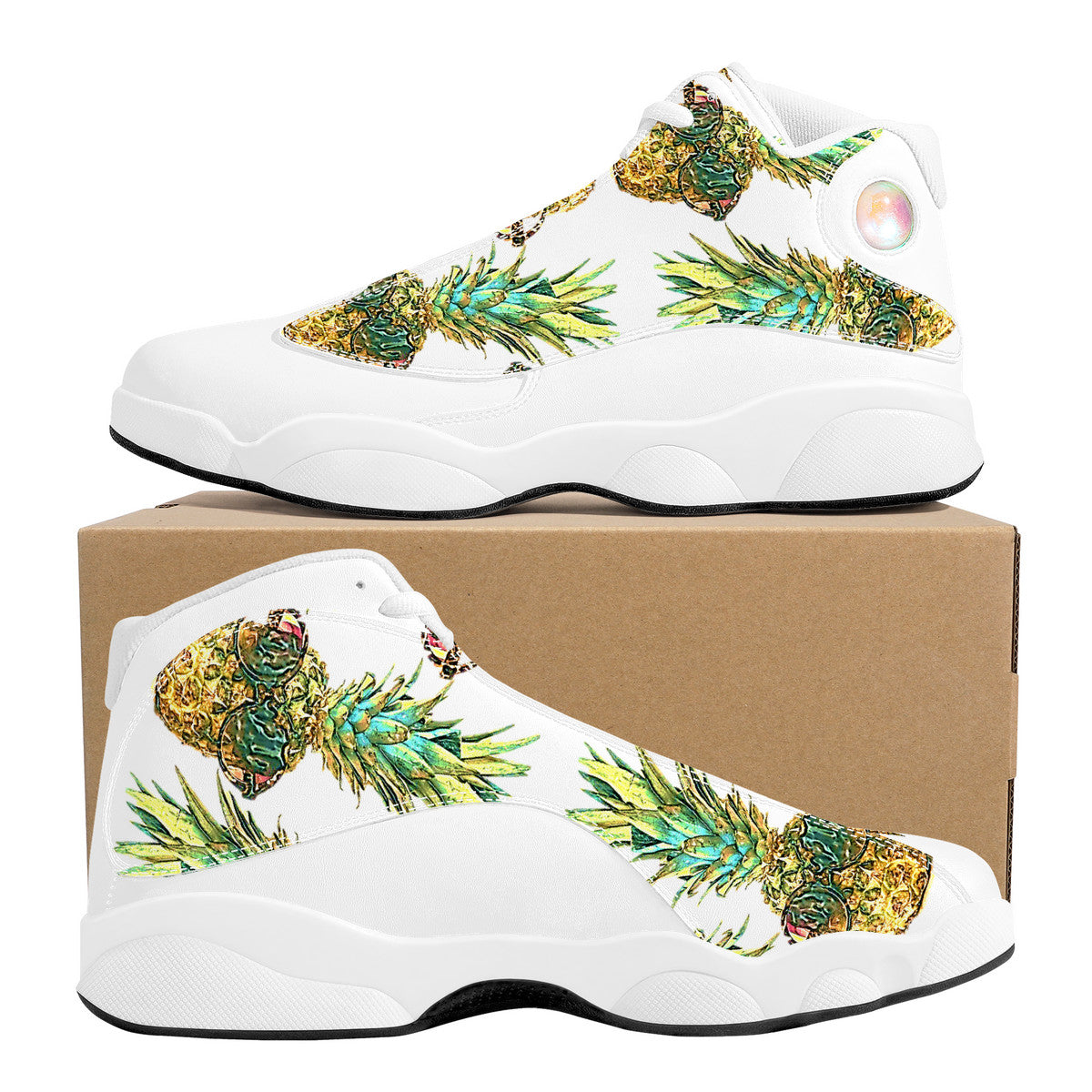 Pineapple Man Basketball Shoes - White