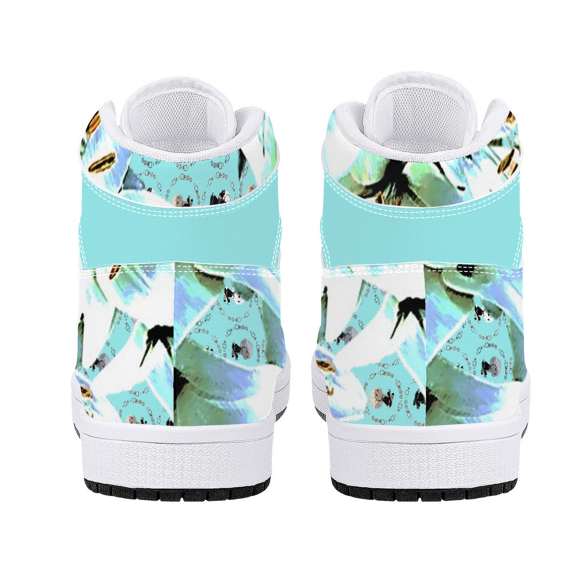 Blue Lily High-Top Synthetic Leather Sneakers - White