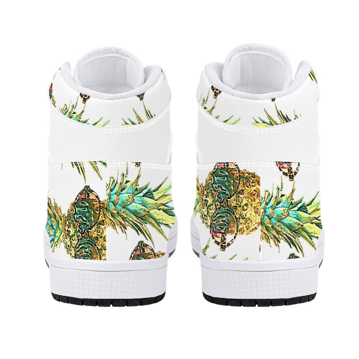 Pineapple Man High-Top Synthetic Leather Sneakers - White