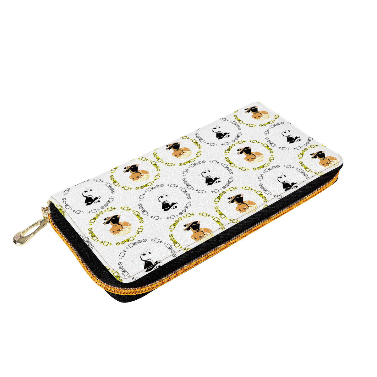 Branded Zipper Purse Clutch Bag