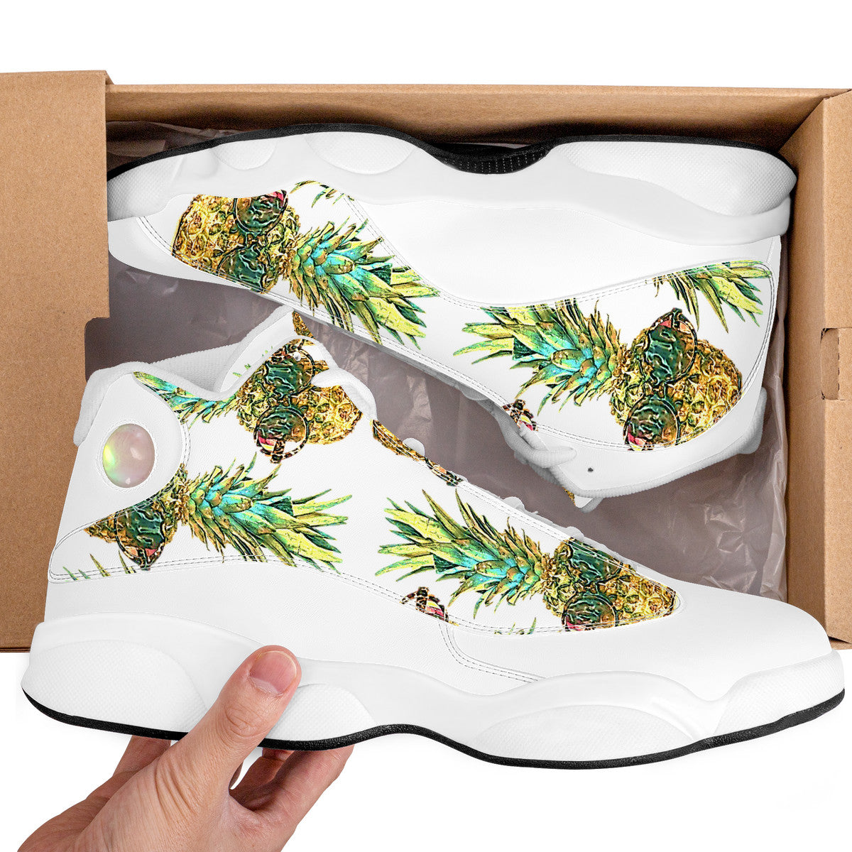 Pineapple Man Basketball Shoes - White