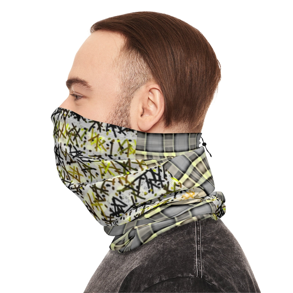 Patchwork Winter Neck Gaiter With Drawstring