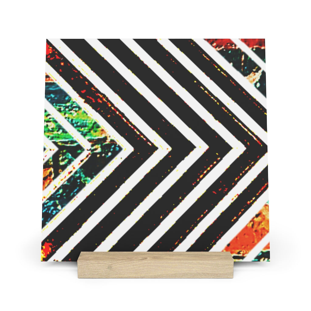 Multi-Colored Stripped Gallery Board with Stand