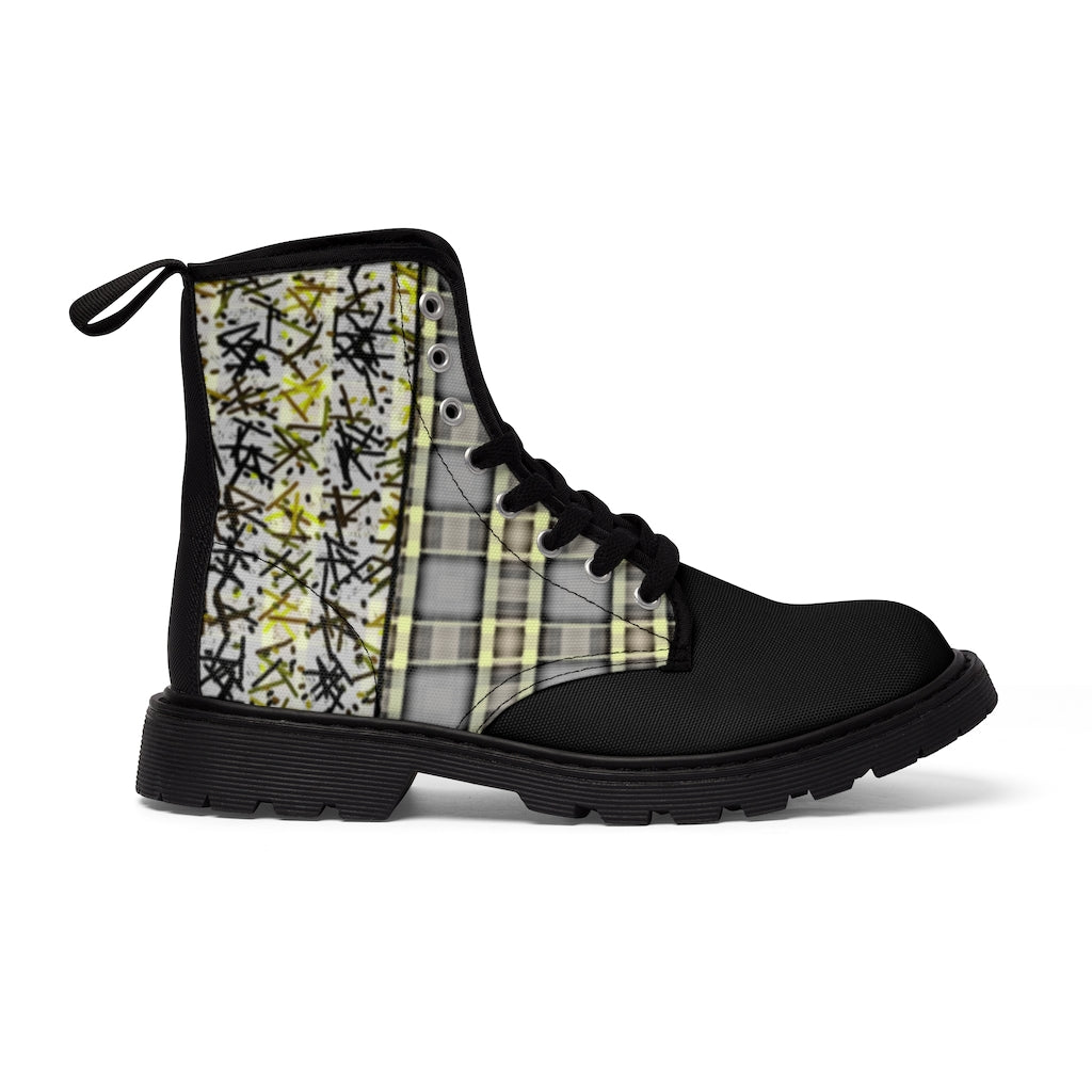 Patchwork Plad Women's Canvas Boots