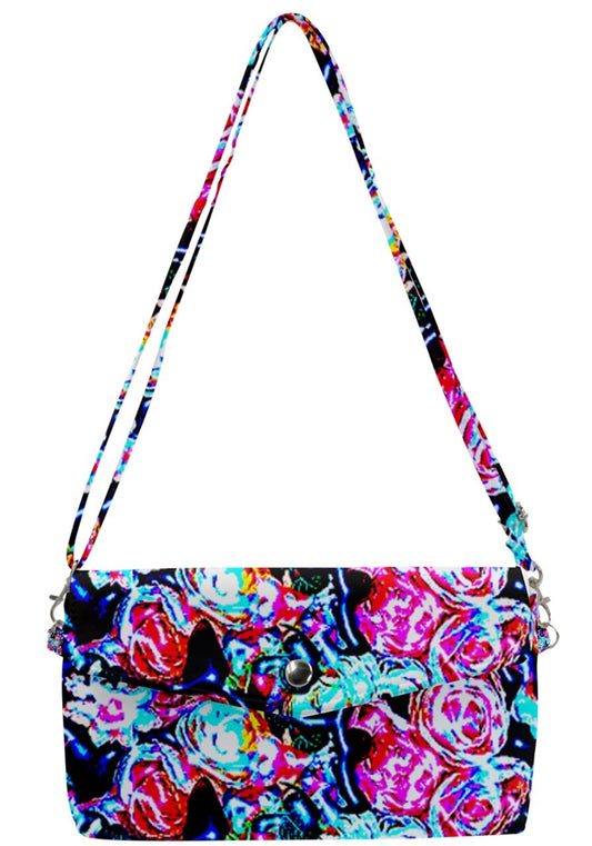Neon Floral Removable Strap Clutch Bag