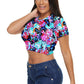 Neon Floral Side Button Cropped Tee