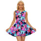 Neon Floral Sleeveless Button Up Dress