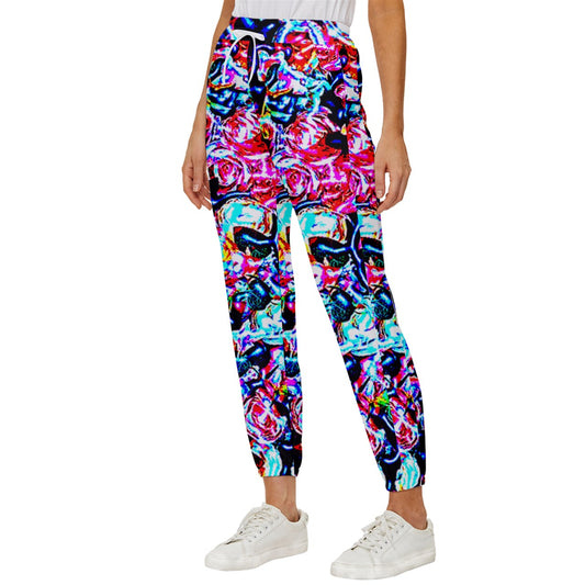 Neon Floral Cropped Drawstring Pants