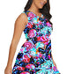 Neon Floral Waist Tie Tier Mini Chiffon Dress