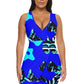 Abstract Tropical Draped Bodycon Dress