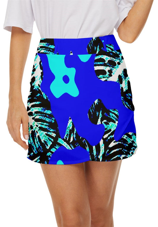 Abstract Tropical Mini Front Wrap Skirt