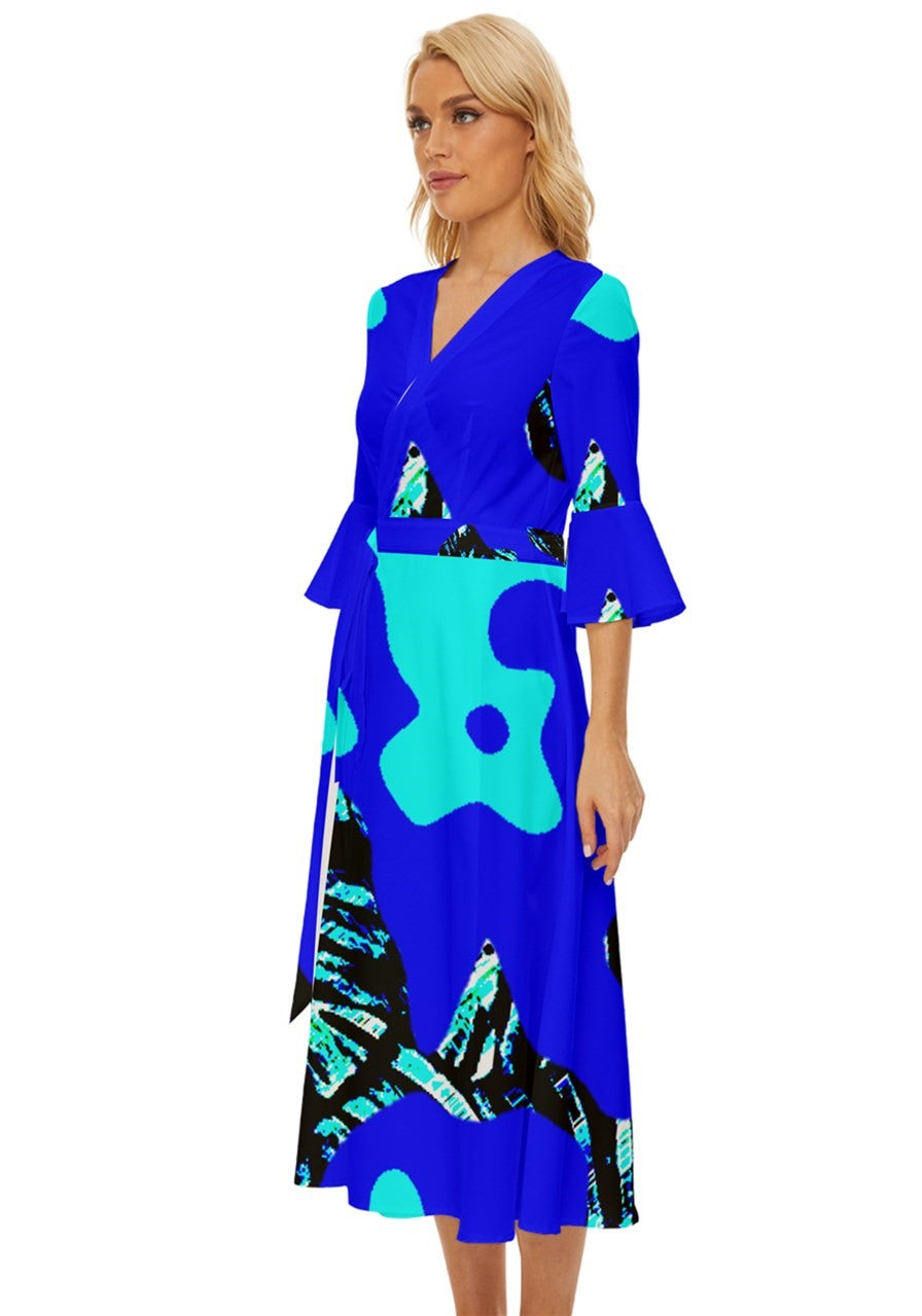 Abstract Tropical Midsummer Wrap Dress