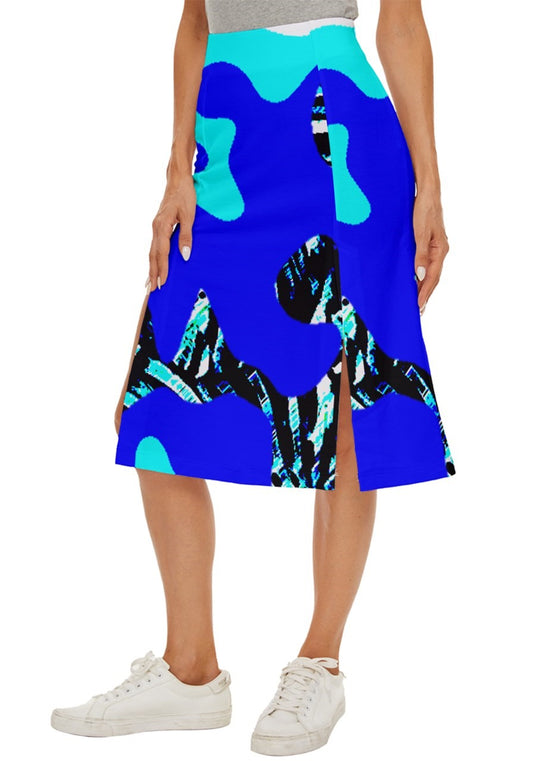 Abstract Tropical Midi Panel Skirt