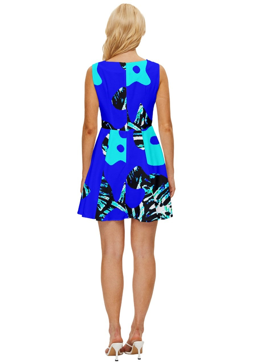 Abstract Tropical Sleeveless Button Up Dress