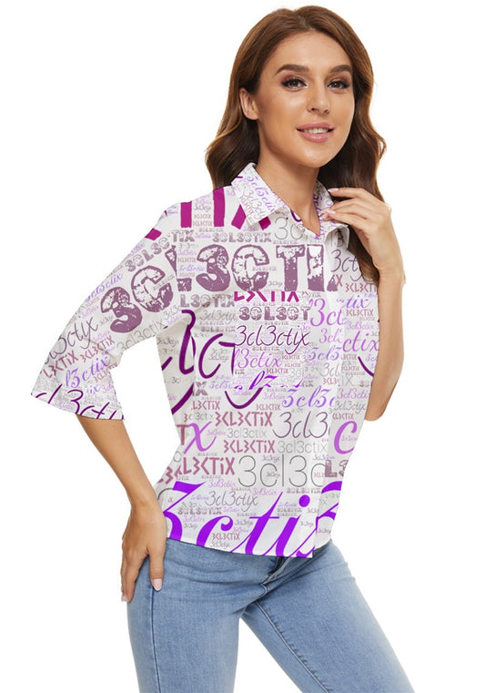 3cl3ctix WordArt Women's Quarter Sleeve Pocket Shirt