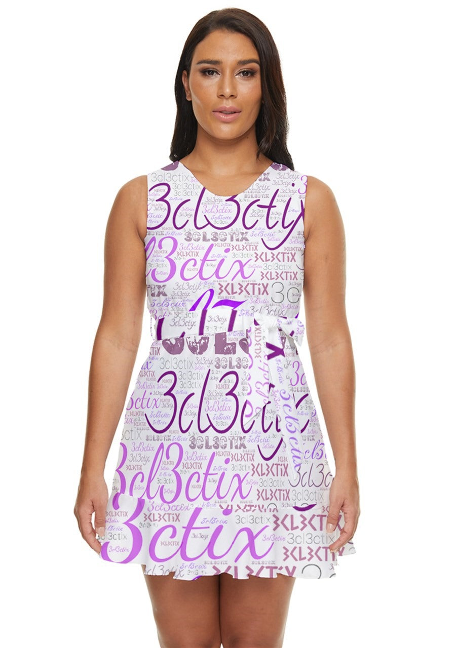 3cl3ctix WordArt Waist Tie Tier Mini Chiffon Dress