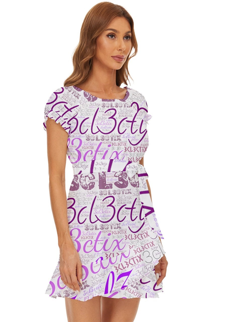 3cl3ctix WordArt Puff Sleeve Frill Dress