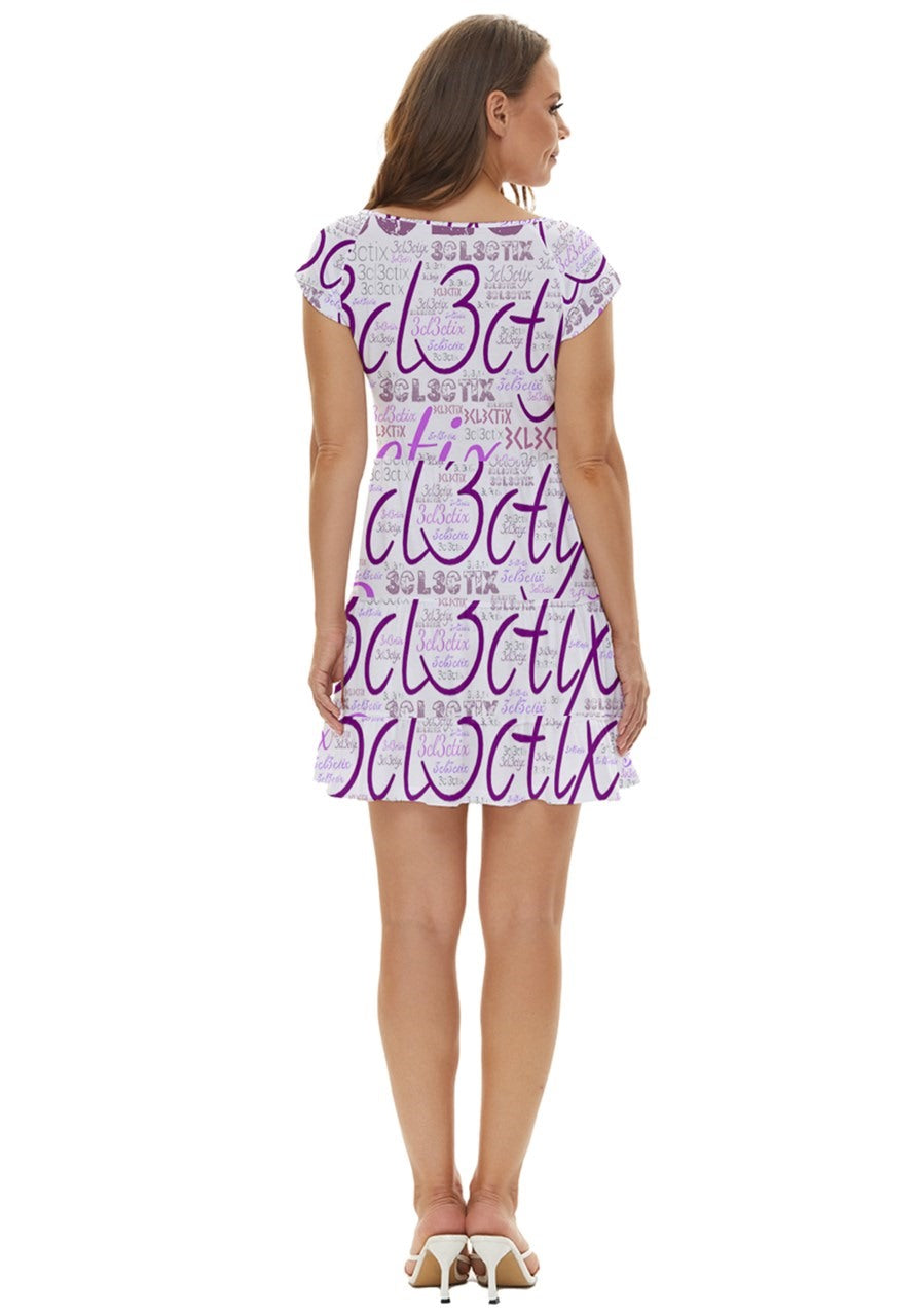 3cl3ctix WordArt Short Sleeve Tiered Mini Dress