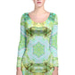 Green Marble Long Sleeve Bodycon Dress