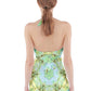 Green Marble Halter Dress Swimsuit