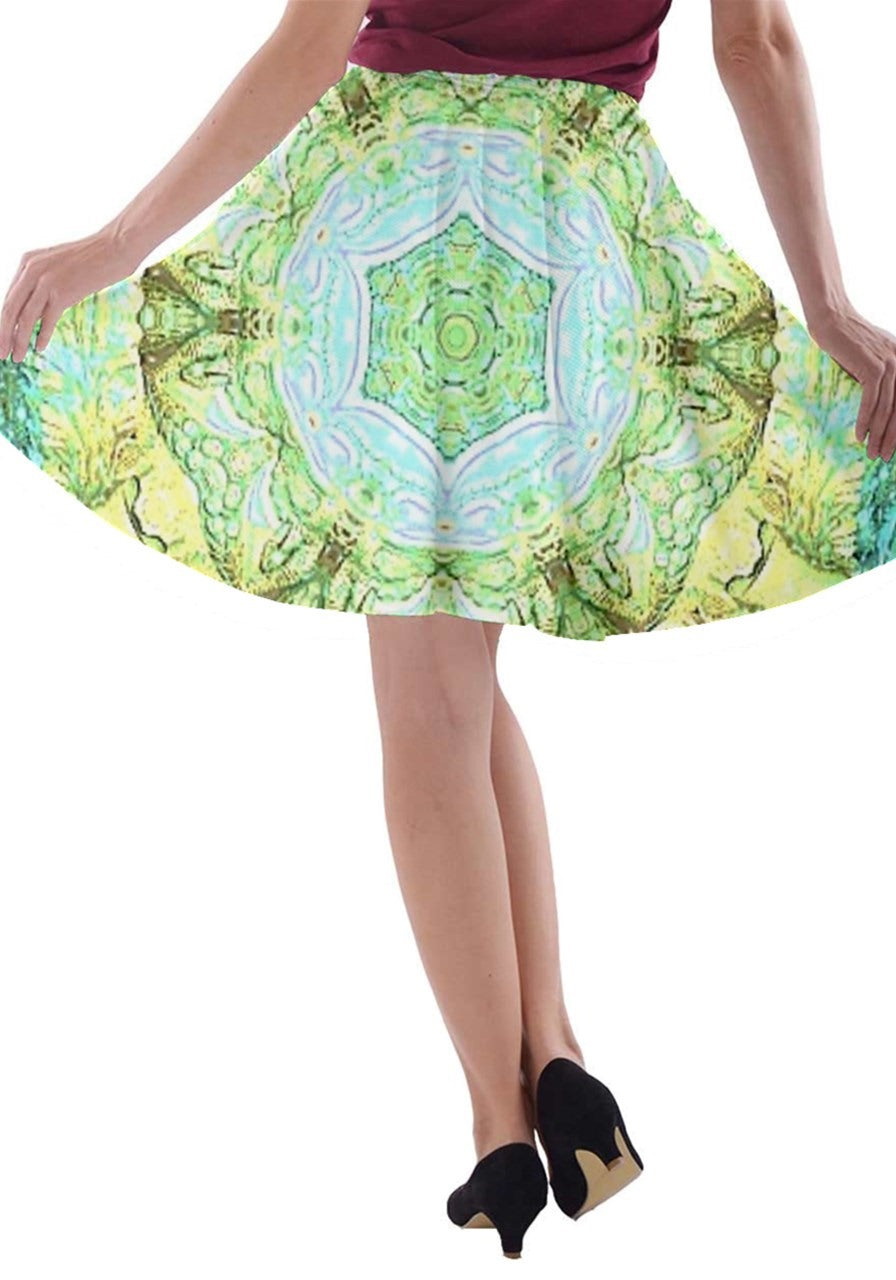 Green Marble A-line Skater Skirt