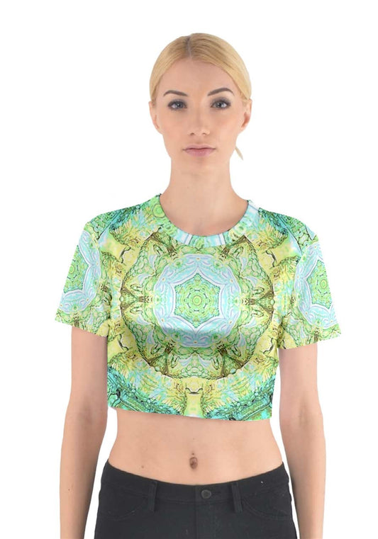 Green Marble Cotton Crop Top