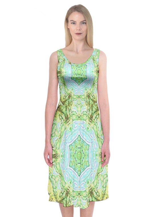 Green Marble Midi Sleeveless Dress