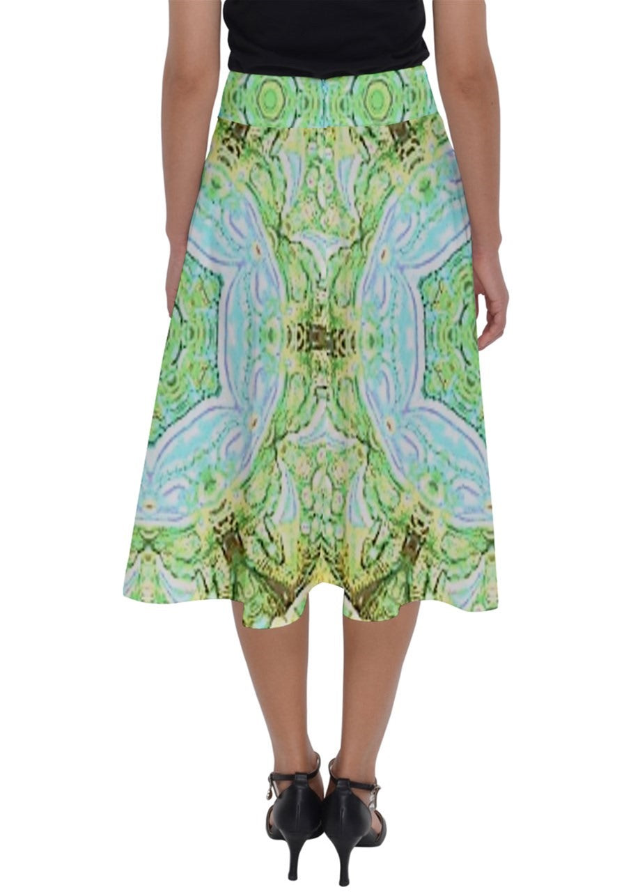 Green Marble Perfect Length Midi Skirt