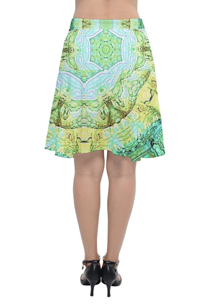 Green Marble Chiffon Wrap Front Skirt