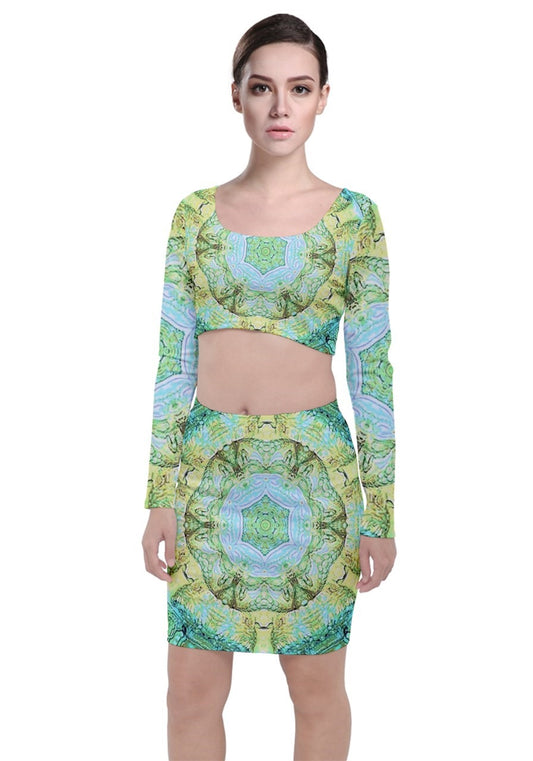 Green Marble Top and Skirt Sets