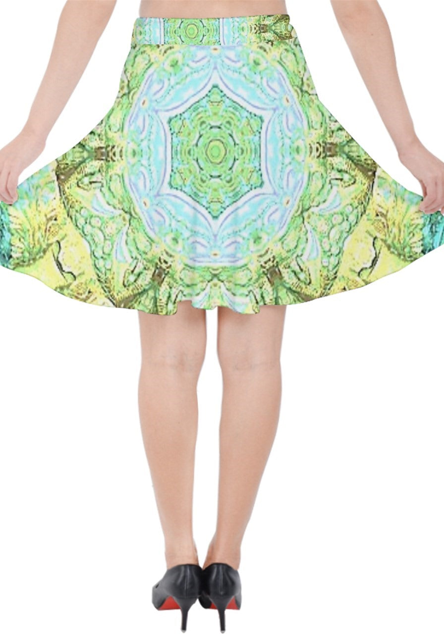 Green Marble Velvet High Waist Skirt