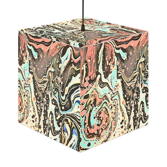 CDEJ Light Brown Marble Light Cube Lamp