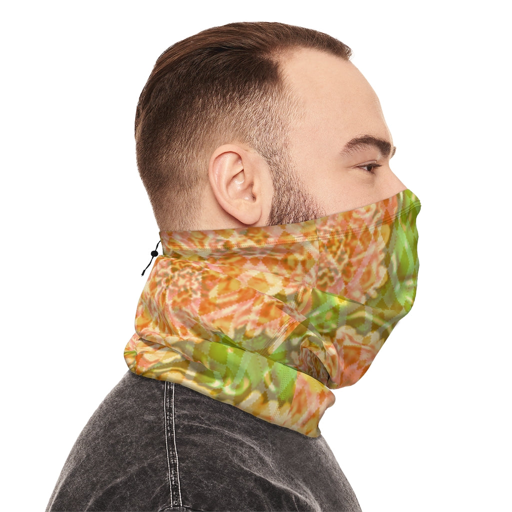 Floral Winter Neck Gaiter With Drawstring