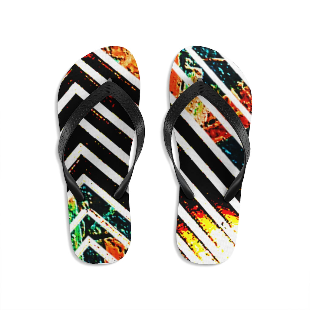 Cracked Special Stripped Unisex Flip-Flops