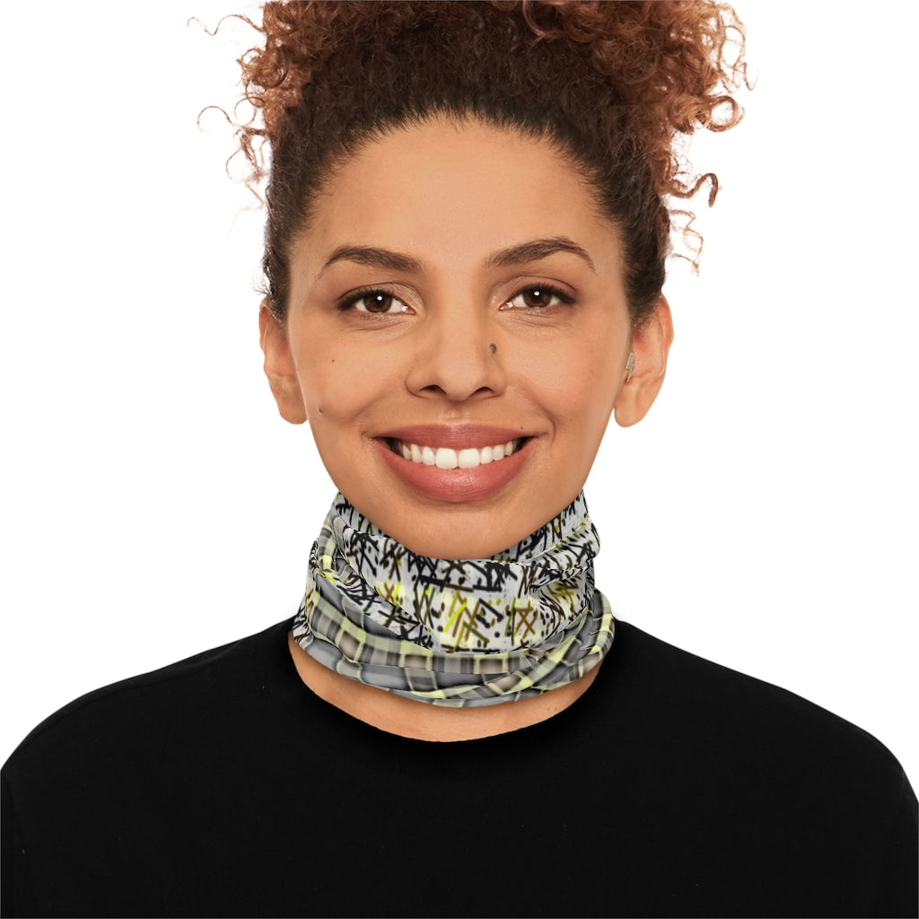 Patchwork Winter Neck Gaiter With Drawstring