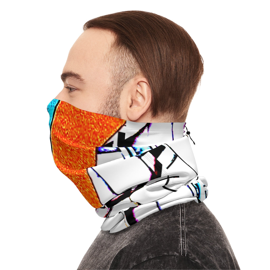 Abstract Winter Neck Gaiter With Drawstring