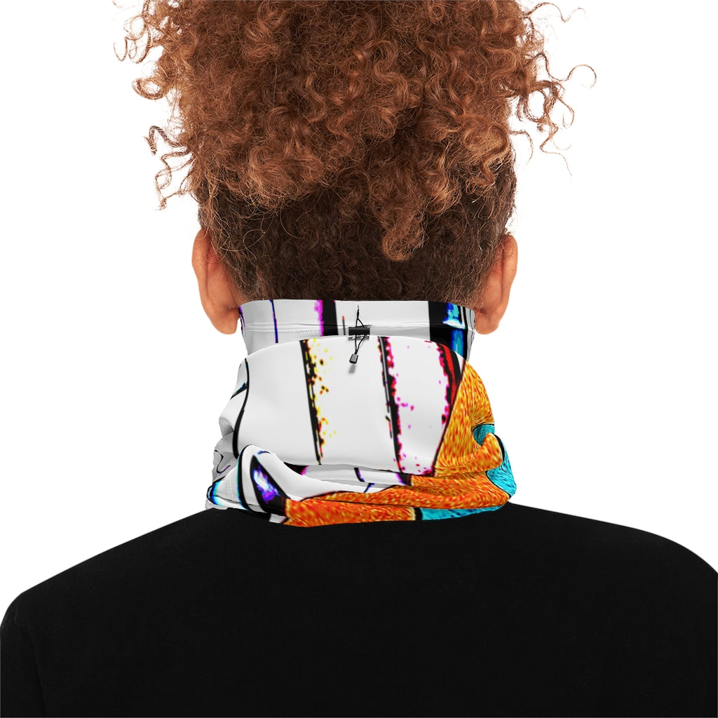 Abstract Winter Neck Gaiter With Drawstring