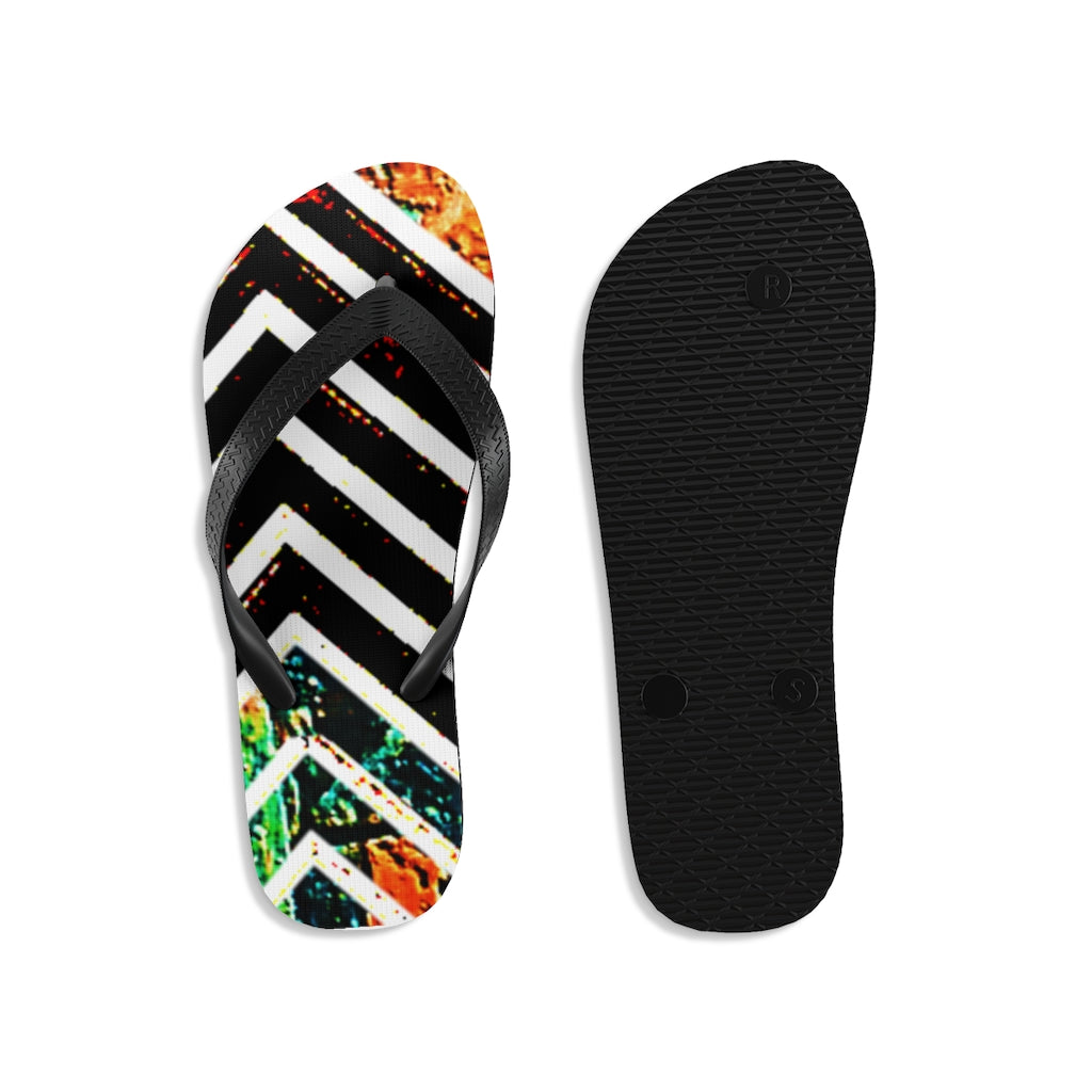 Cracked Special Stripped Unisex Flip-Flops