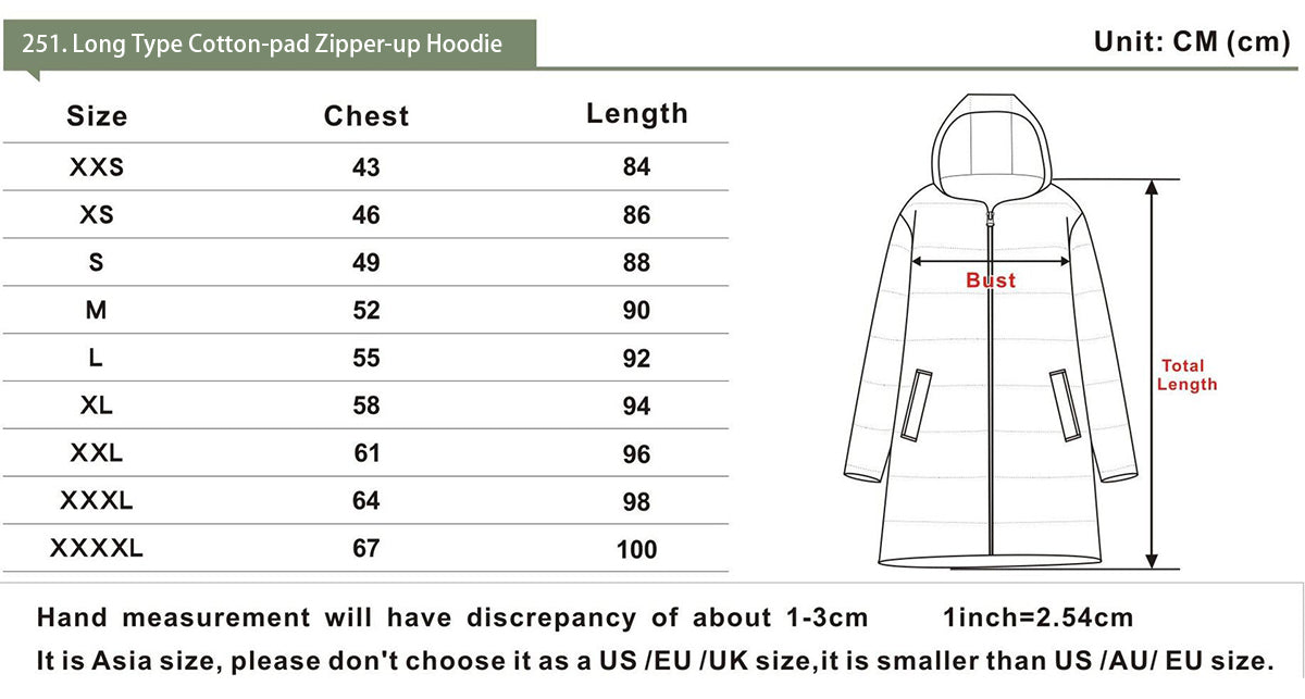 251. Long Type Cotton-pad Zipper-up Hoodie