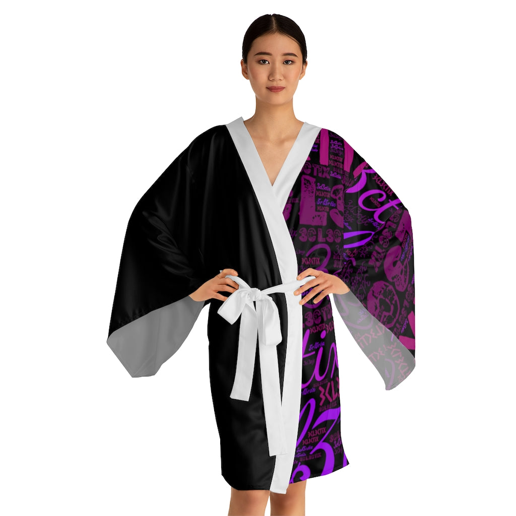 Branded Long Sleeve Kimono Robe