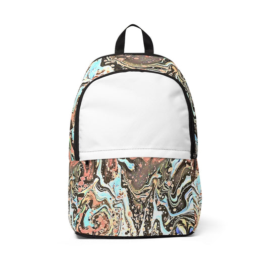CDEJ Light Brown Turquoise Marble Unisex Fabric Backpack