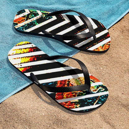 Cracked Special Stripped Unisex Flip-Flops