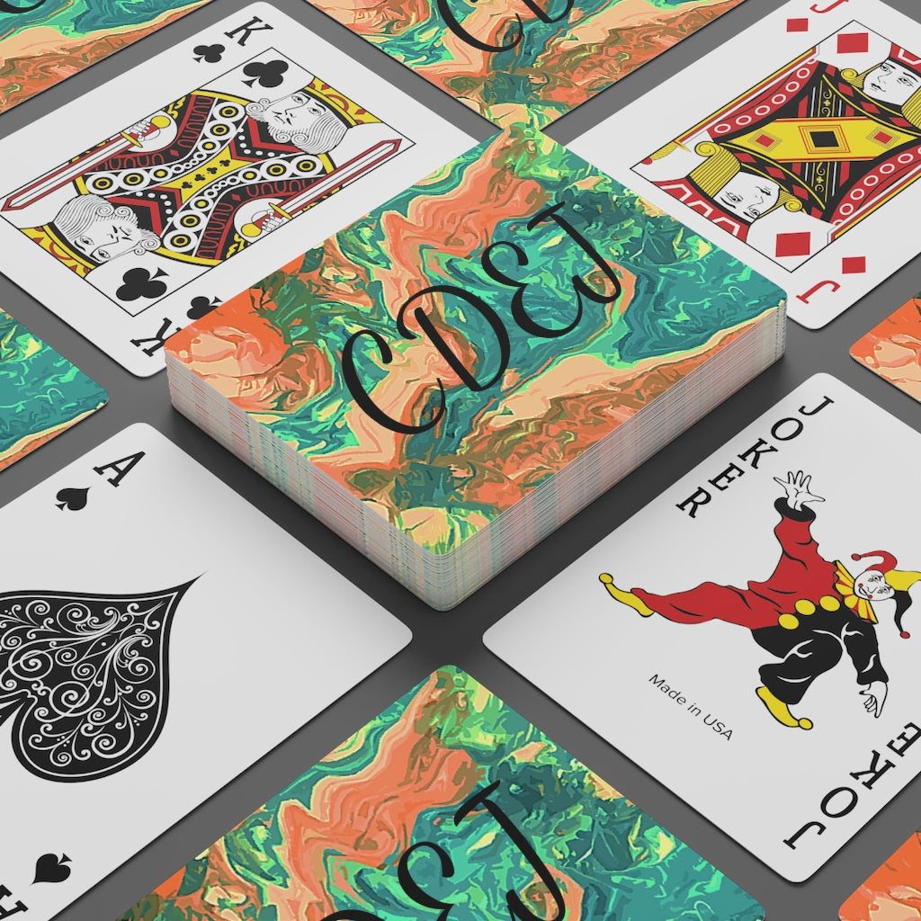 CDEJ Green Marble Custom Poker Cards