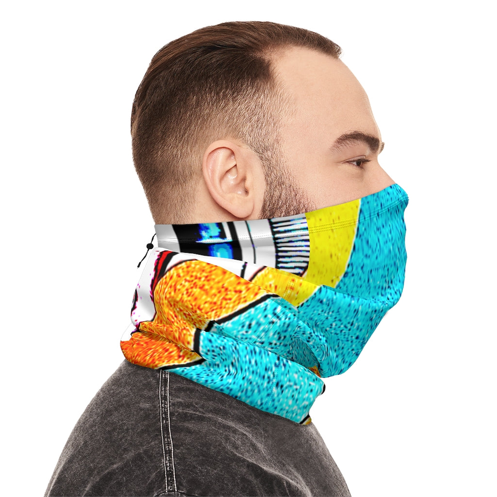 Abstract Winter Neck Gaiter With Drawstring