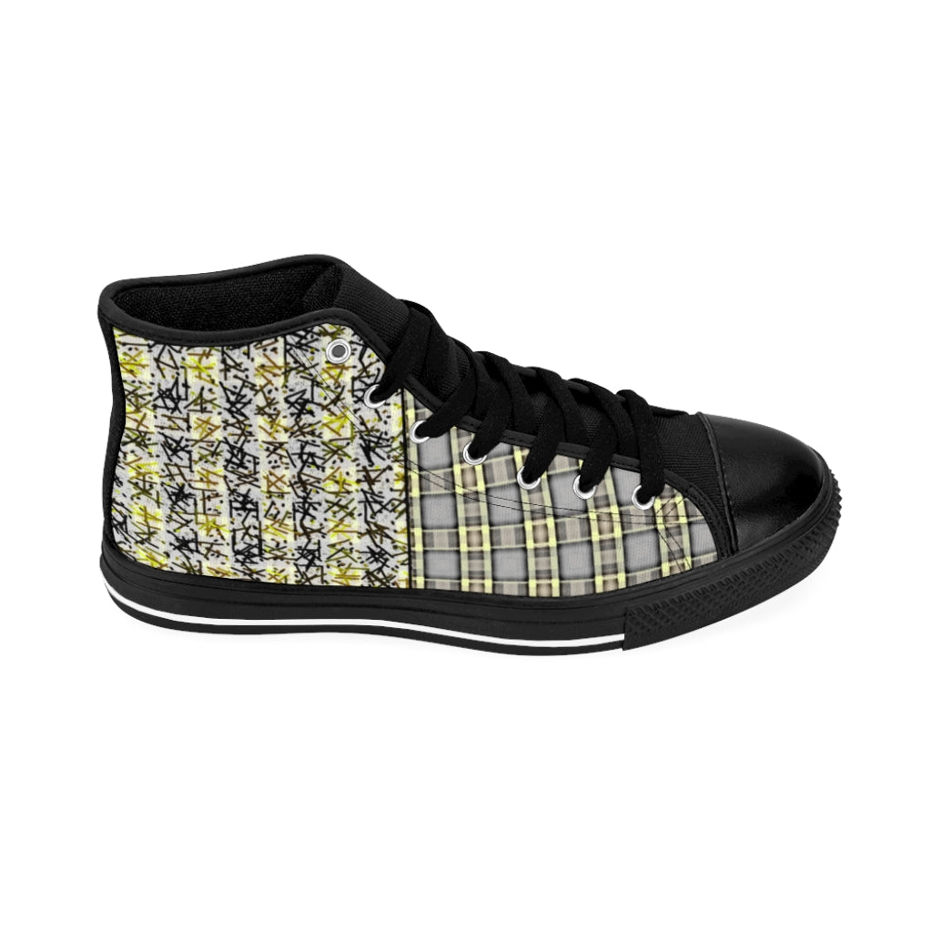 Patchwork Plad Women's High-top Sneakers