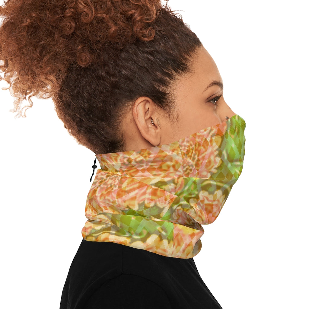 Floral Winter Neck Gaiter With Drawstring