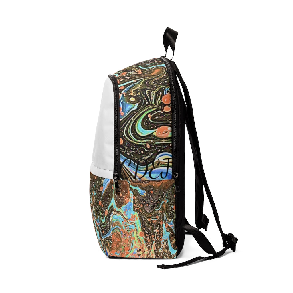 CDEJ Brown Tie Dye Marble Unisex Fabric Backpack