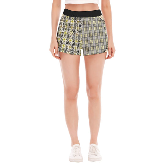 Patchwork Shorts With Side Button Closure