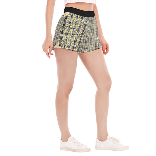 Patchwork Shorts With Side Button Closure