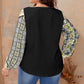 Patchwork Plus Size Blouse With Waist Knot